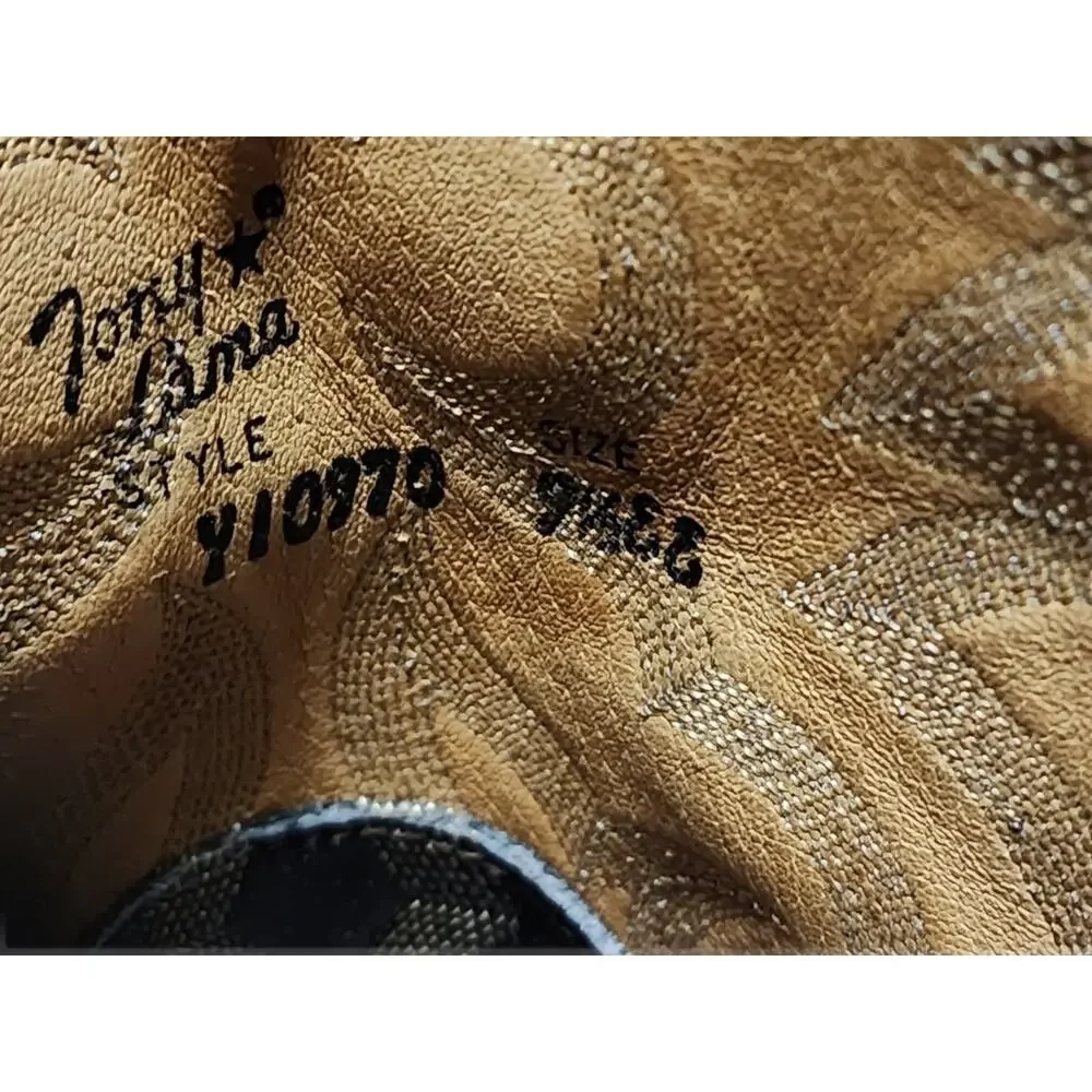 Tony Lama Genuine Ostrich Skin Western Cowboy Boots Black Mens Size 9.5 EE WIDE